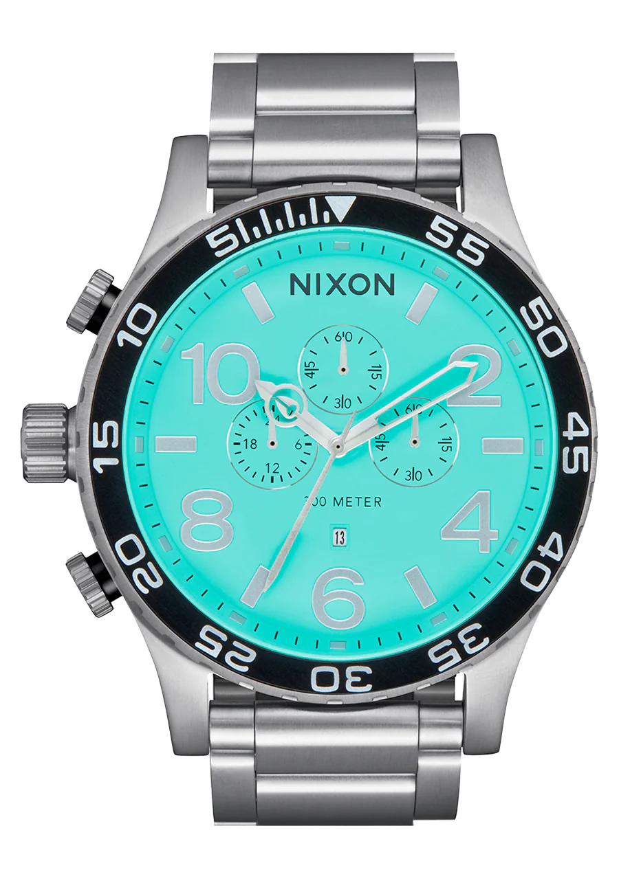 Nixon 51-30 Stainless Steel Silver/Turquoise A1389-2084-00