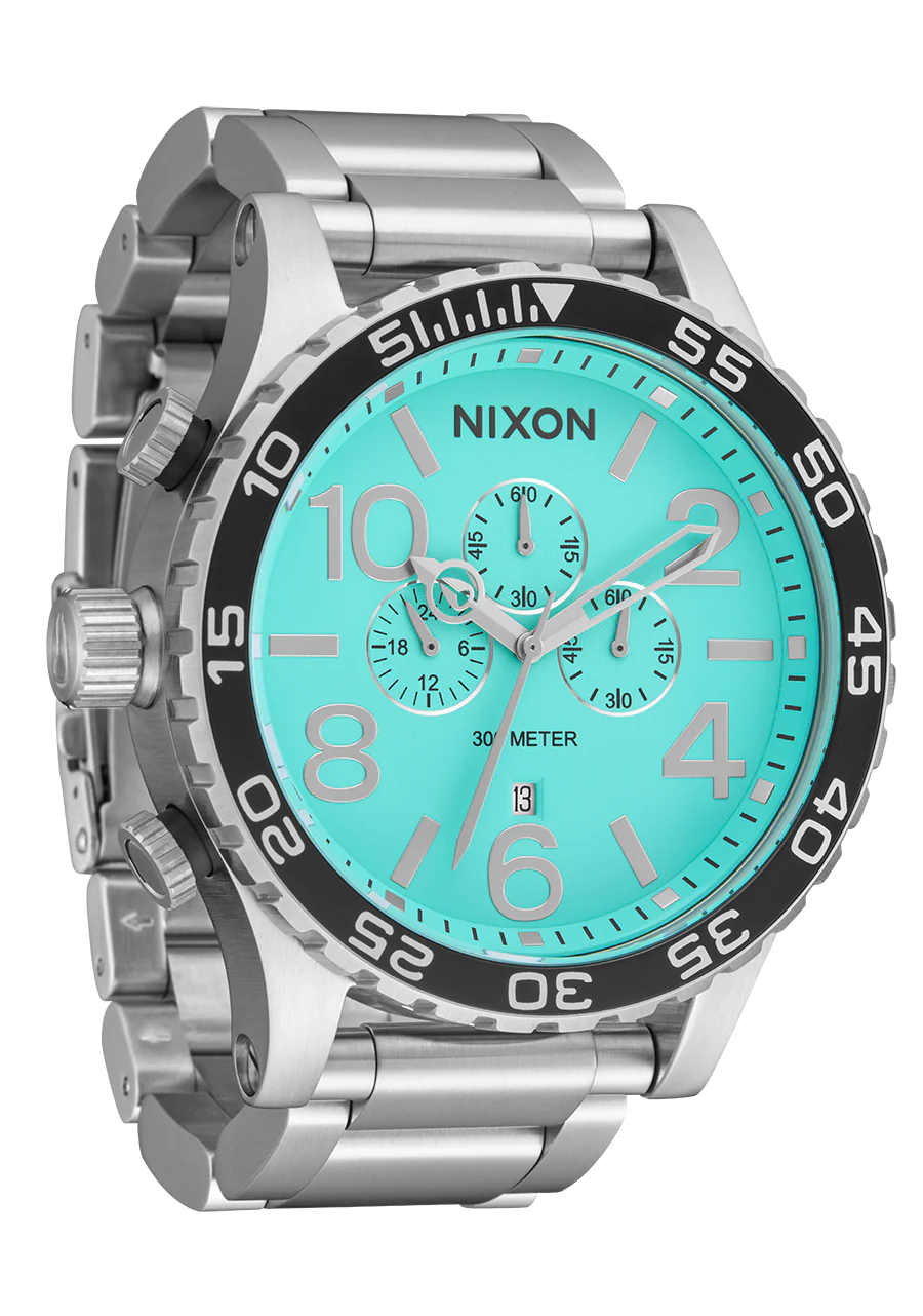 Nixon 51-30 Stainless Steel Silver/Turquoise A1389-2084-00