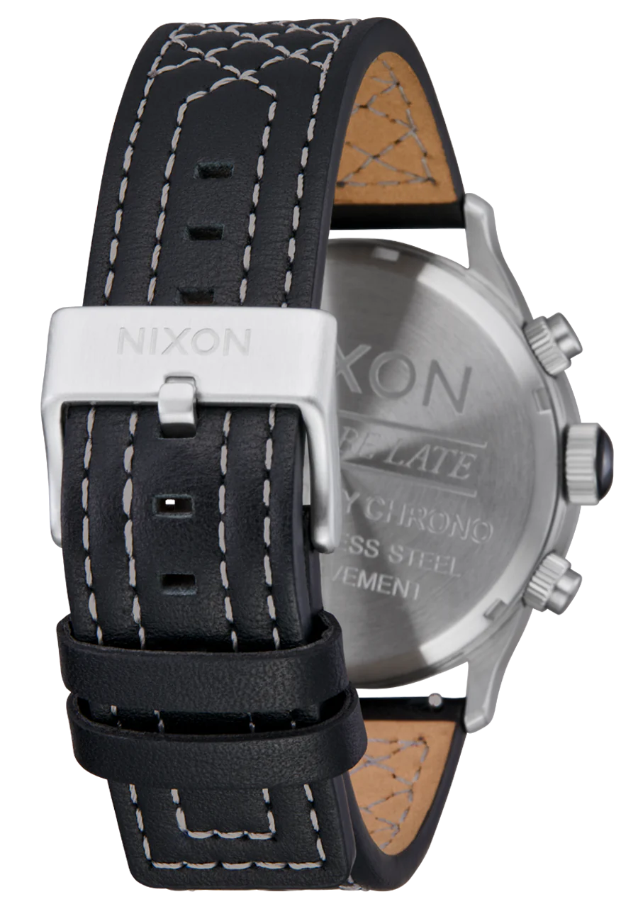 Nixon Sentry Chrono Leather Chrome Cloud Sunray Black A1391-5267-00