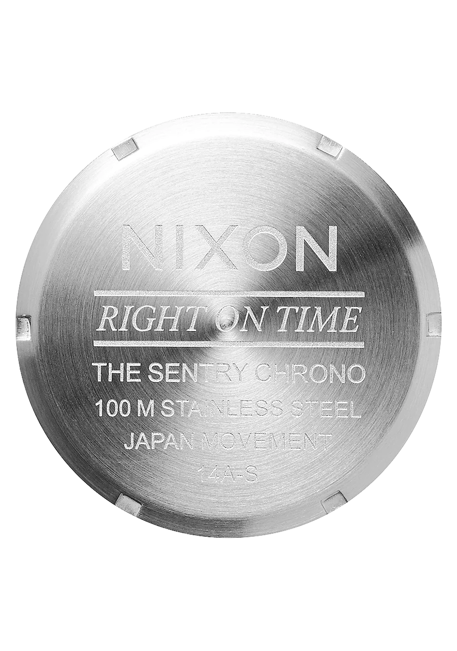 Nixon Sentry Chrono Leather Chrome Cloud Sunray Black A1391-5267-00