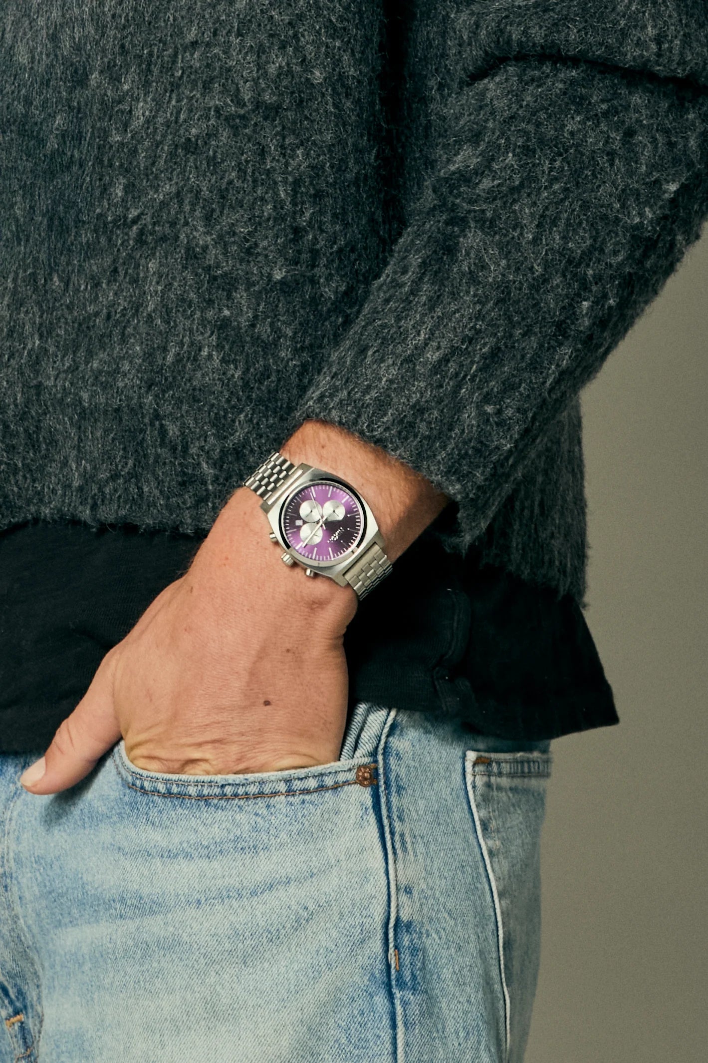 Nixon Time Teller Chrono Silver/ Purple Sunray A972-5390-00