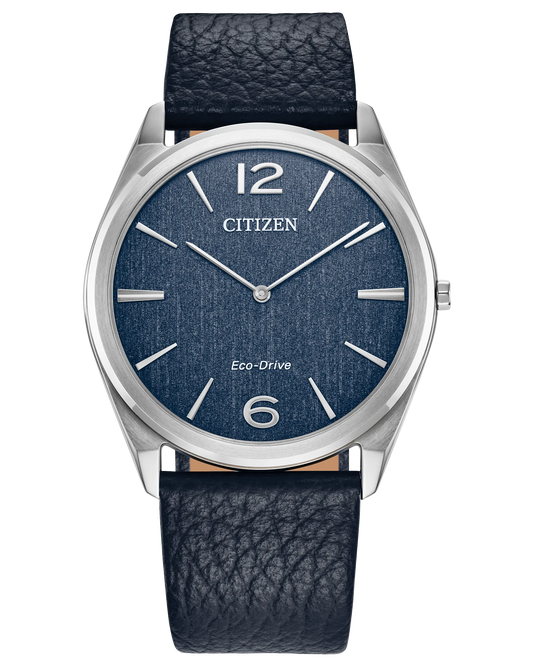 Citizen Suratto Classic Eco-Drive Watch Blue Dial Black Leather Strap AR3120-08L