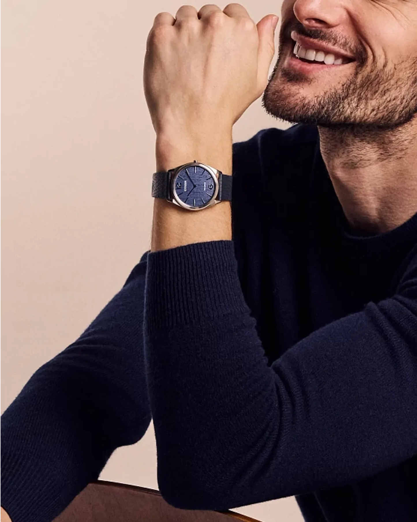 Citizen Suratto Classic Eco-Drive Watch Blue Dial Black Leather Strap AR3120-08L