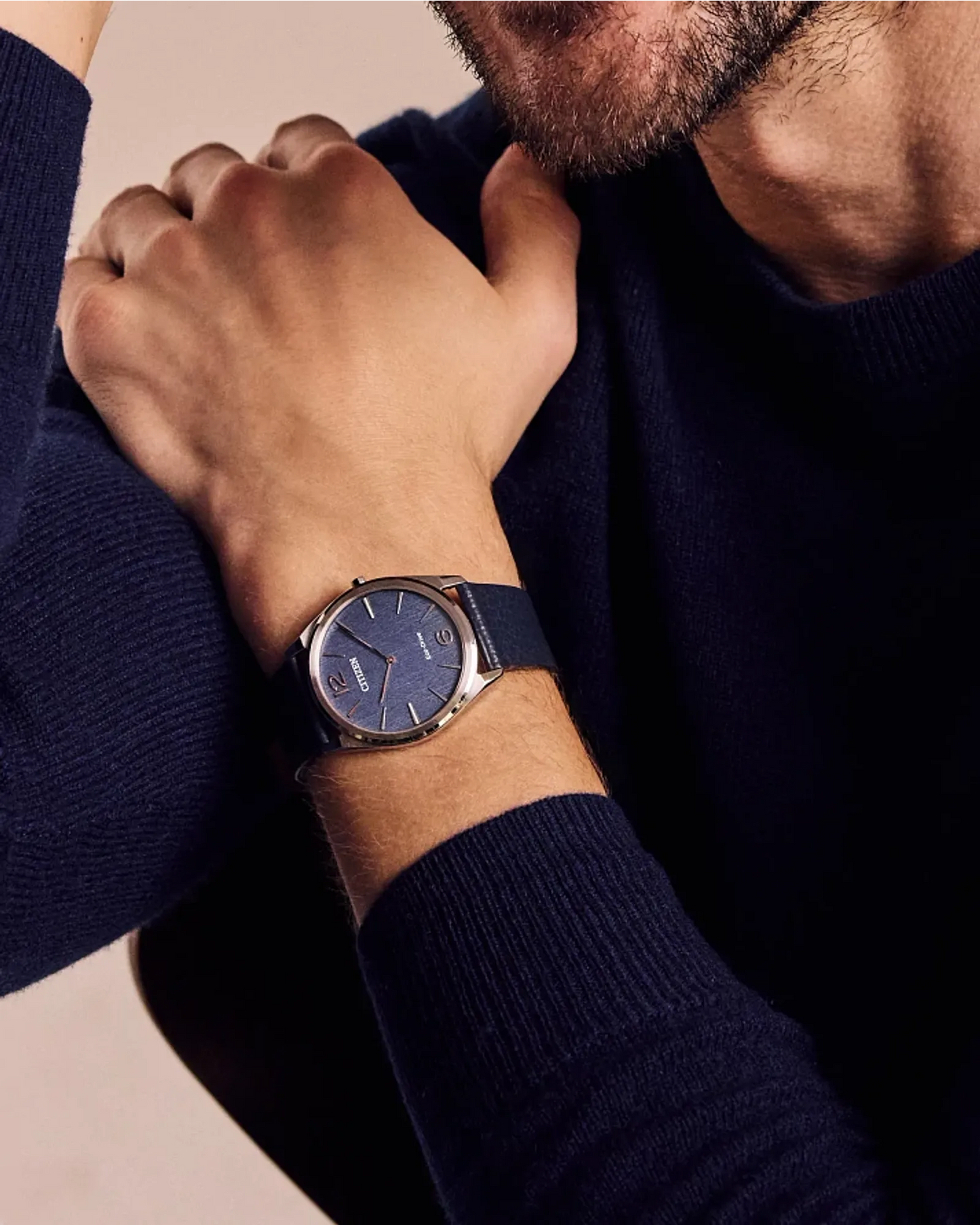 Citizen Suratto Classic Eco-Drive Watch Blue Dial Black Leather Strap AR3120-08L