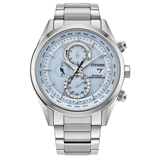 Citizen Eco-Drive Sport Luxury Stainless Steel Light Blue Dial AT8260-51M