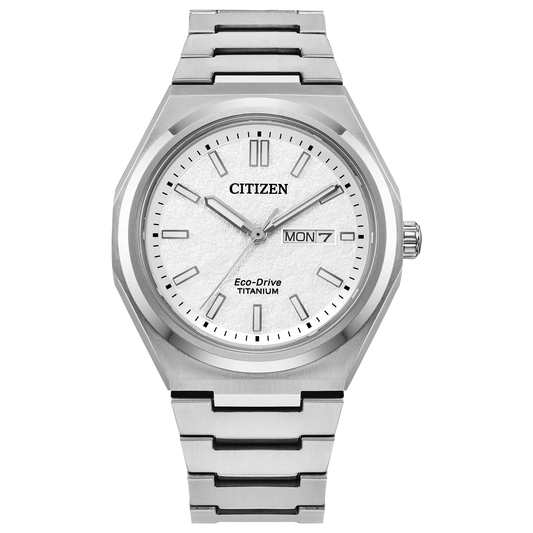 Citizen Zenshin Three-hand Super Titanium White Dial AW0130-85A