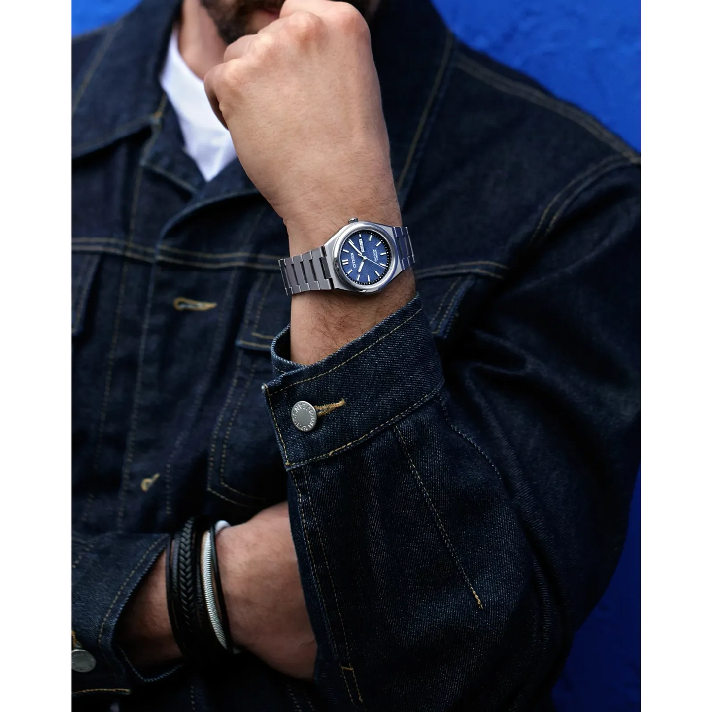 Citizen Zenshin Three-hand Super Titanium Blue Dial AW0130-85L