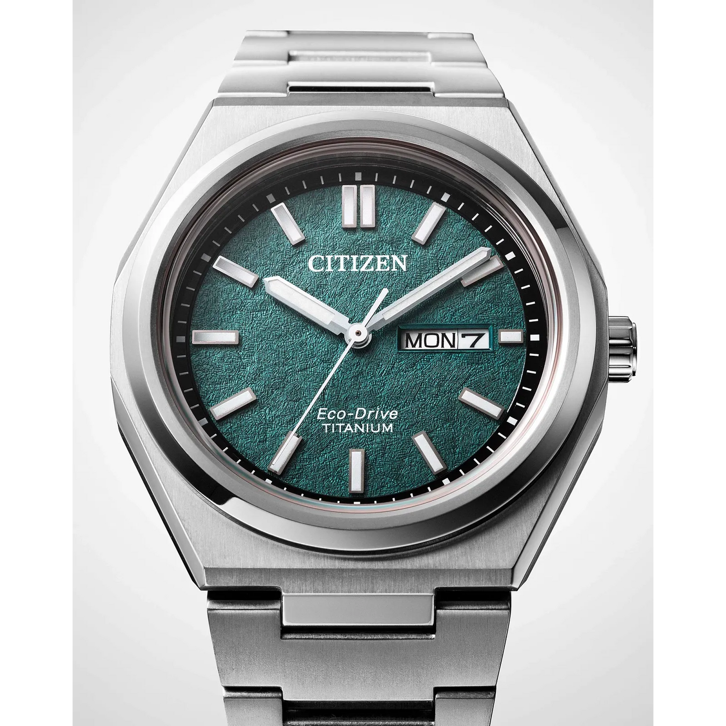 Citizen Zenshin Three-hand Super Titanium Green Dial AW0130-85X