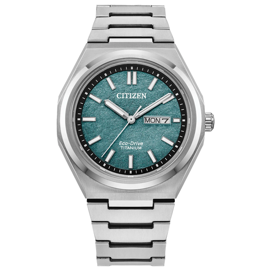 Citizen Zenshin Three-hand Super Titanium Green Dial AW0130-85X