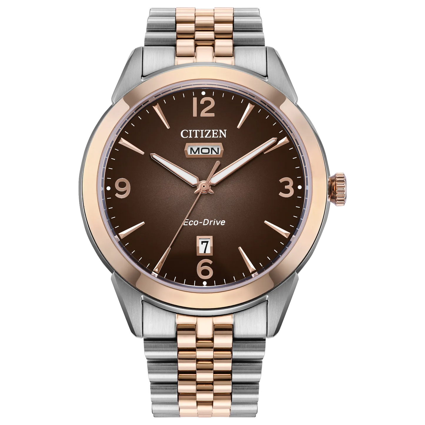 Citizen Rolan Silver and Rose Gold Tone Stainless Steel Brown Dial AW0156-57X