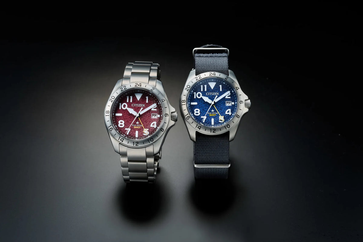 Citizen Promaster Land GMT Eco-Drive 39.5mm Red Dial Stainless Steel Bracelet BJ7150-50W