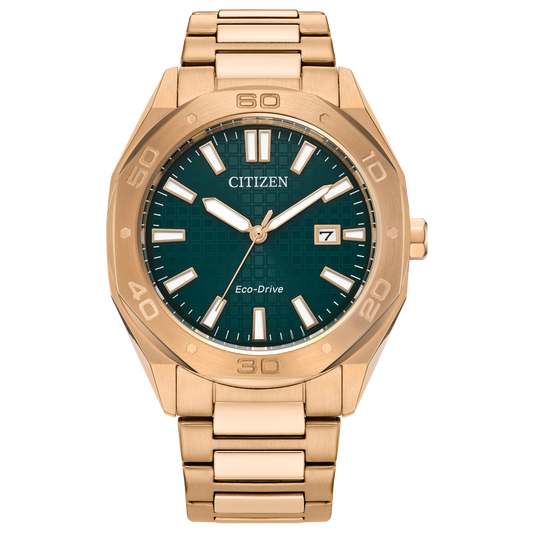 Citizen Weekender Rose Gold Tone Green Dial BM7633-81X