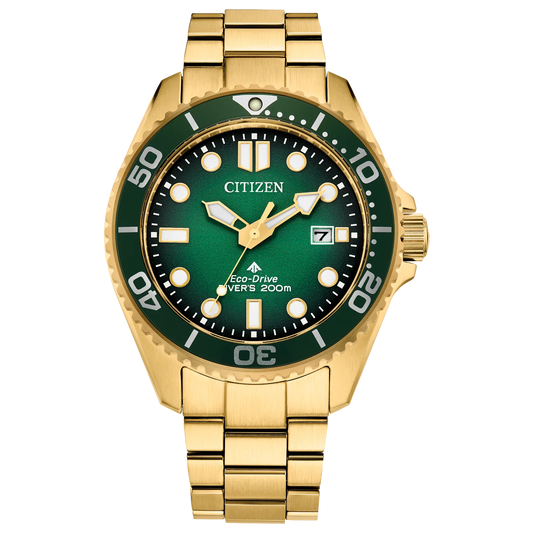 Citizen Promaster Dive Green Dial Gold-tone Stainless Steel Bracelet BN0262-59W