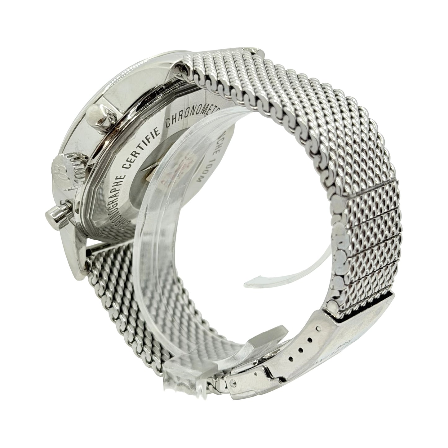 Breitling Transocean Chronograph Unitime Black Dial Chronograph Mesh Bracelet AB0510/BB62
