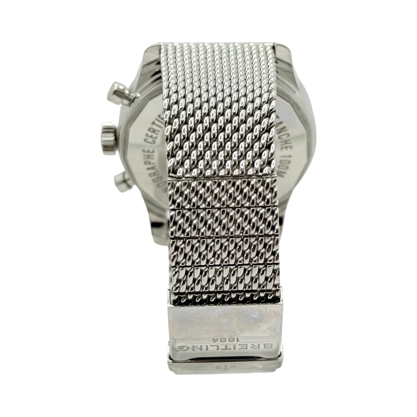 Breitling Transocean Chronograph Unitime Black Dial Chronograph Mesh Bracelet AB0510/BB62