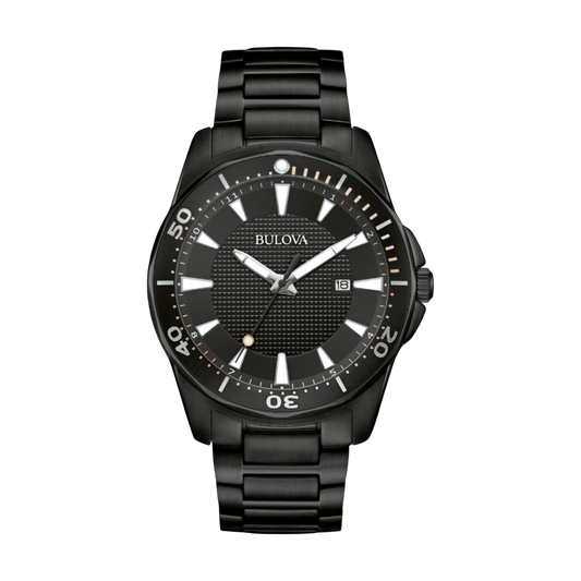Bulova Sport Quartz 42.5mm Black Dial Black Stainless Bracelet 98B463