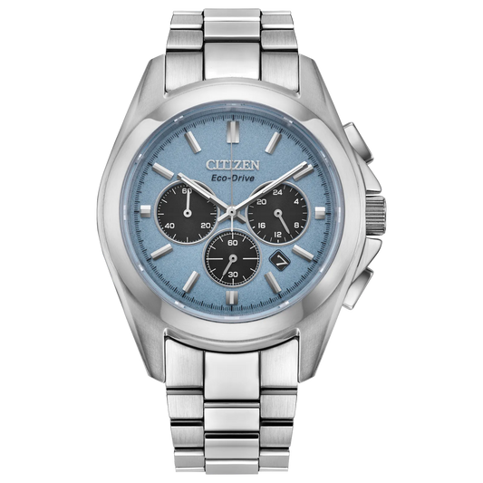 Citizen Eco-Drive Sport Luxury Light Blue Dial Stainless Steel Bracelet CA4680-55L