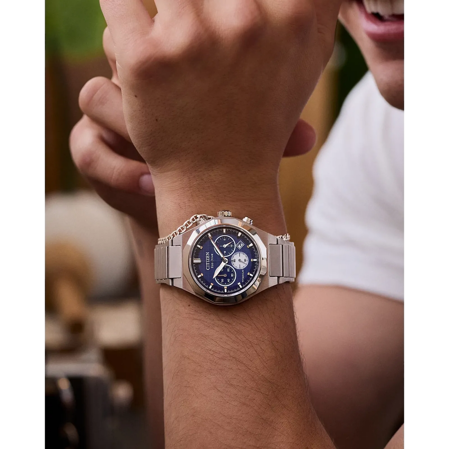 Citizen Zenshin Senkei Super Titanium Chronograph Blue Dial CA4691-59L