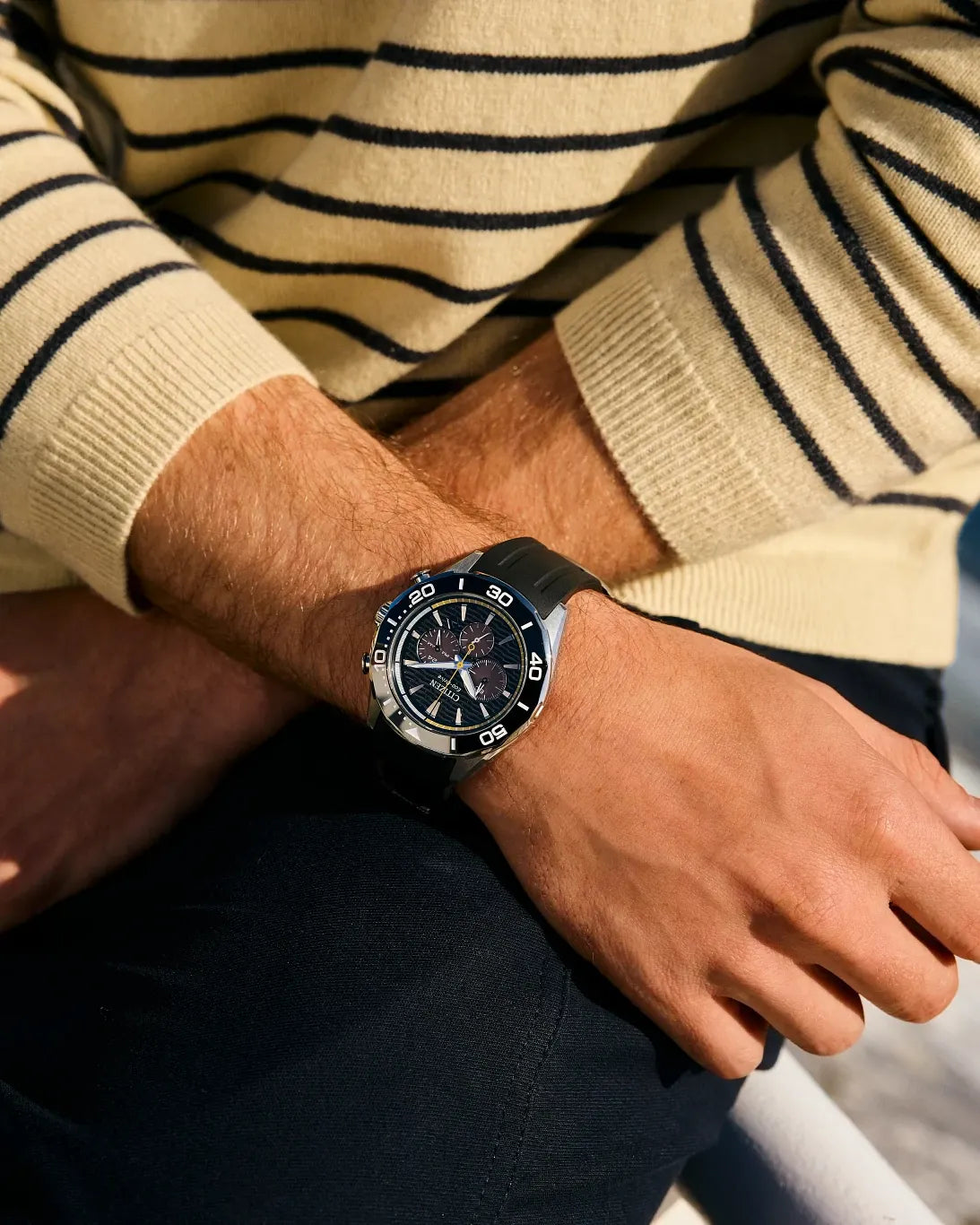 Citizen Endeavor Chrono Black Dial PU Strap CA4730-08E