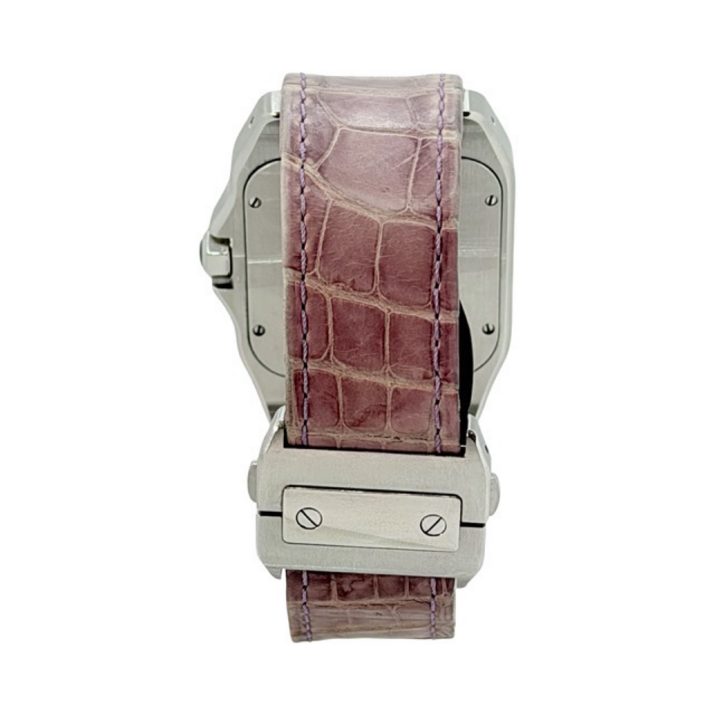 Cartier Santos 100 XL Automatic White Dial Stainless Steel Pink Strap 2656