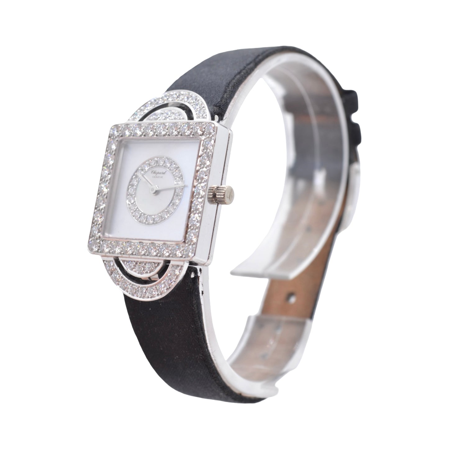 Chopard Your Hour 18K White Gold Diamonds and Mother-of-Pearl Dial Black Satin Strap 13/5951
