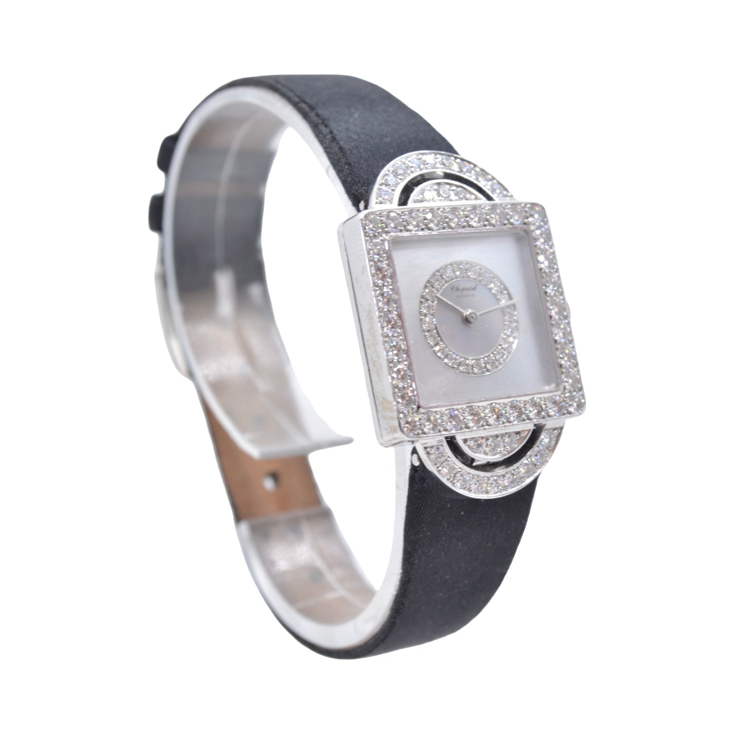 Chopard Your Hour 18K White Gold Diamonds and Mother-of-Pearl Dial Black Satin Strap 13/5951