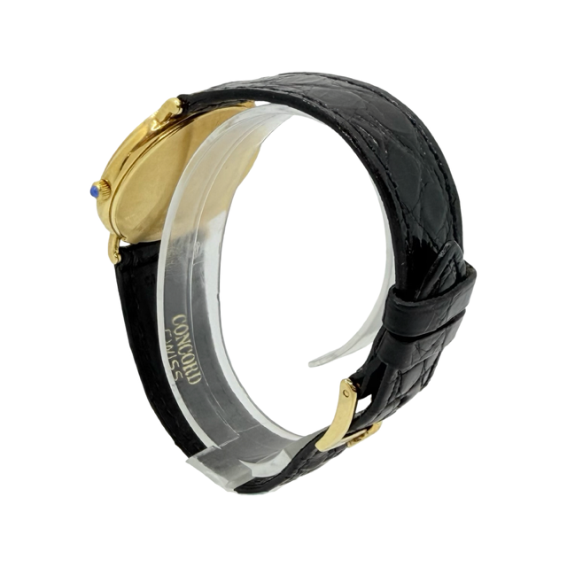 Concord Ultra Thin Quartz 32mm 18K Gold White Roman Dial Black Croco Strap 58-08-212