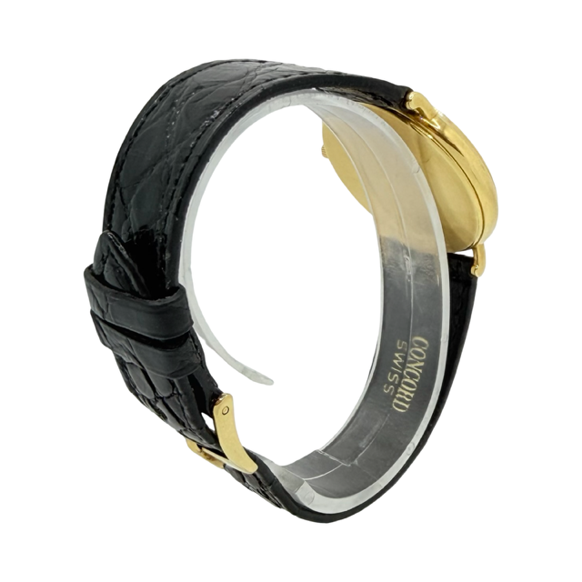 Concord Ultra Thin Quartz 32mm 18K Gold White Roman Dial Black Croco Strap 58-08-212