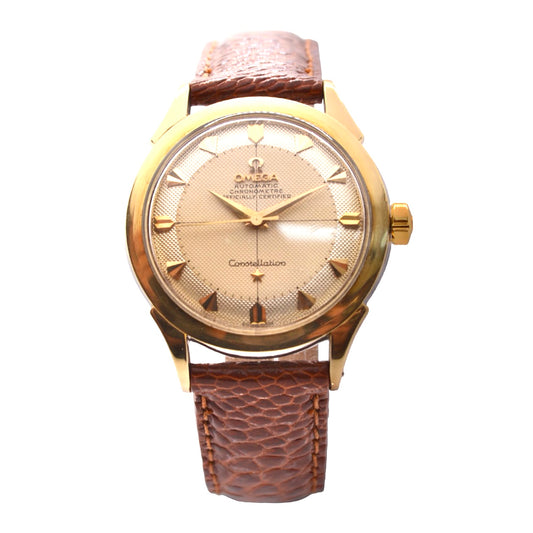 Omega Constellation 35mm Automatic Bumper Chronometer Silver Pie Pan Shark Tooth Guilloché Crosshair Dial 2782-8 SC