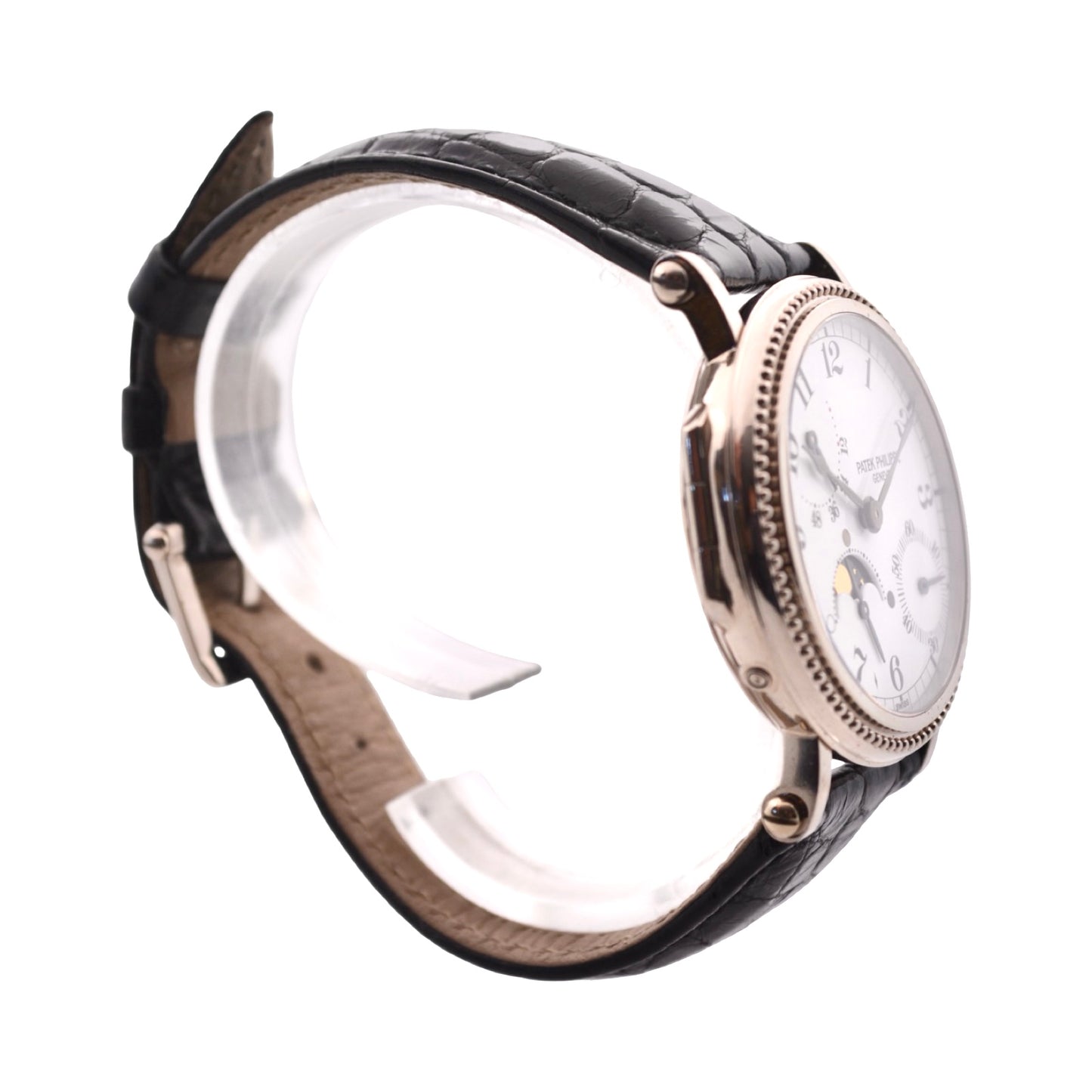 Patek Philippe Complications Moonphase "Age of the Moon" Officer's Watch 18K White Gold Automatic 5015G