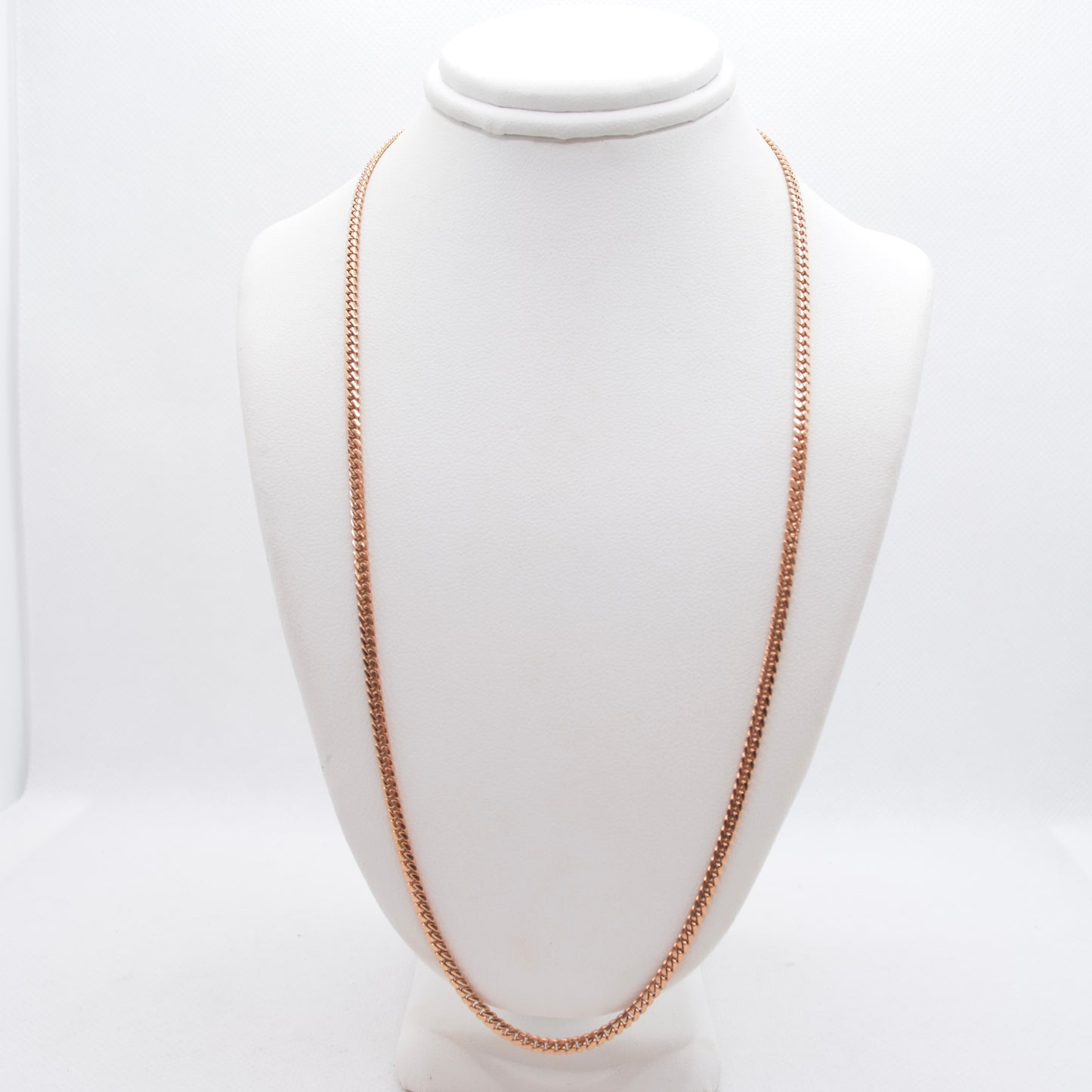 14K Rose Gold Cuban Chain Necklace 18" Lobster Clasp Closure