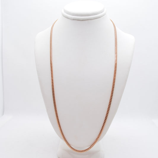 14K Rose Gold Cuban Chain Necklace 18" Lobster Clasp Closure