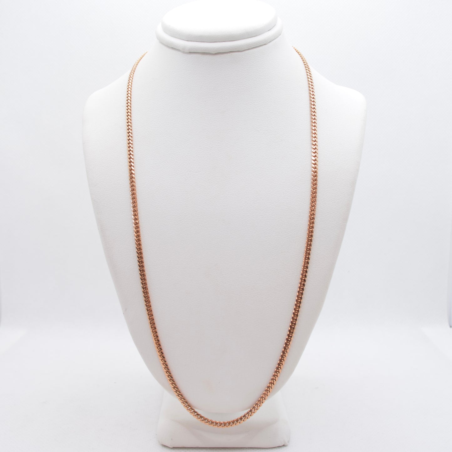 14K Rose Gold Cuban Chain Necklace 18" Lobster Clasp Closure