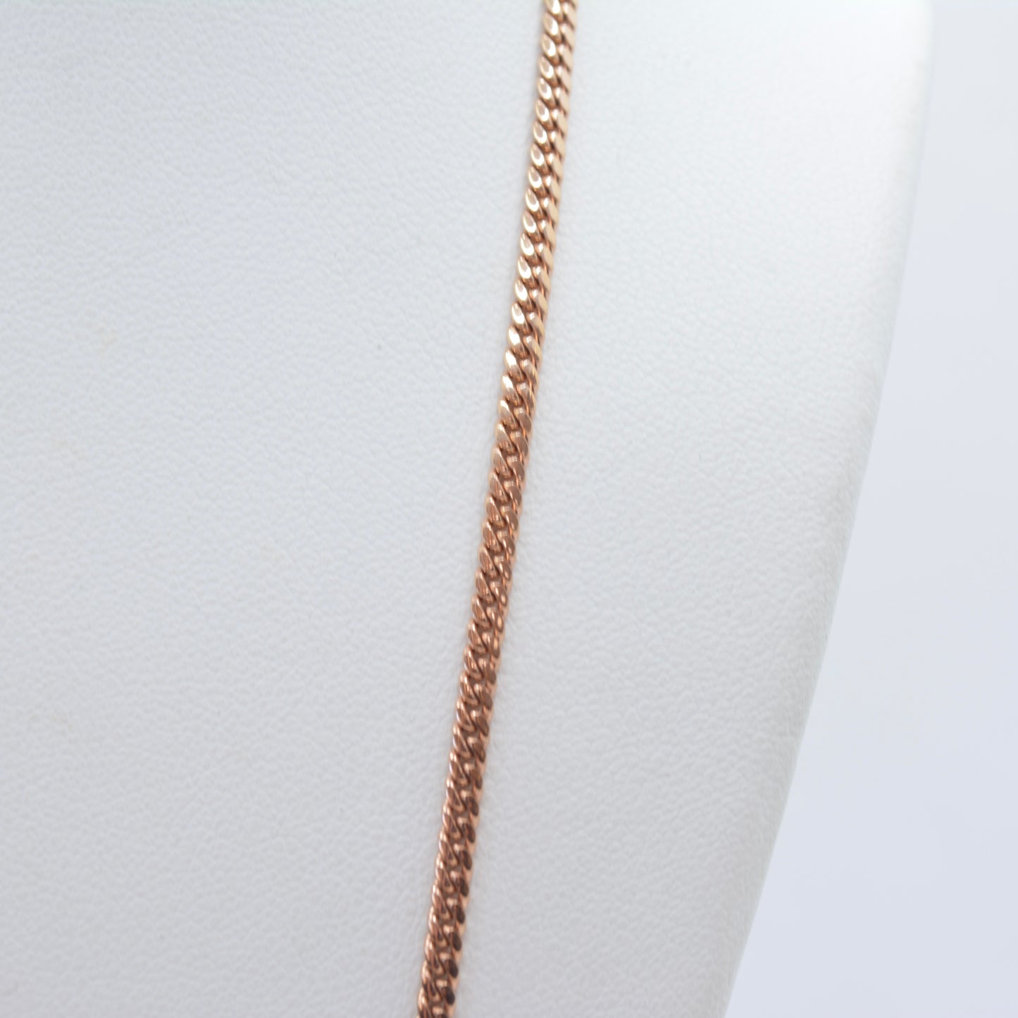 14K Rose Gold Cuban Chain Necklace 18" Lobster Clasp Closure