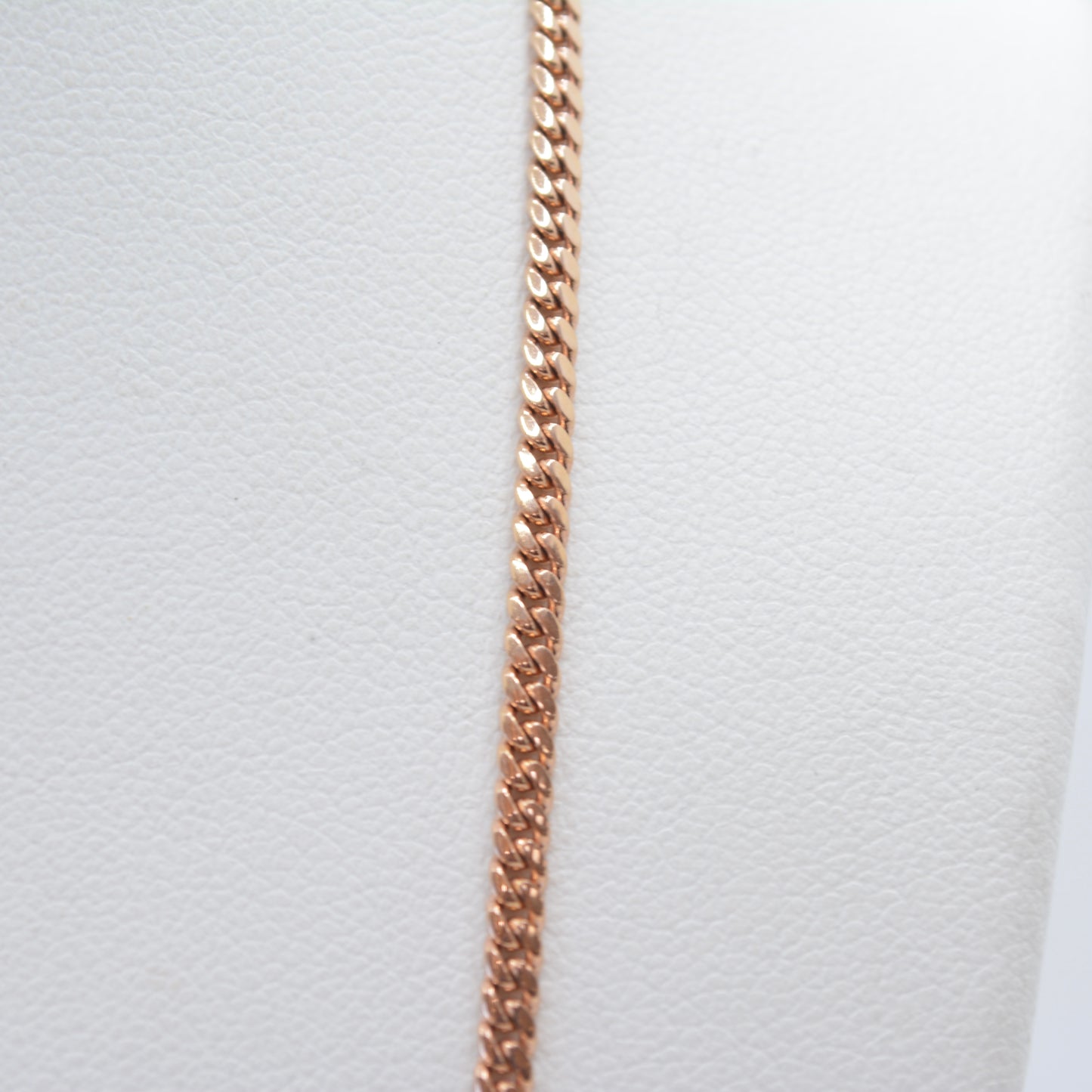 14K Rose Gold Cuban Chain Necklace 18" Lobster Clasp Closure