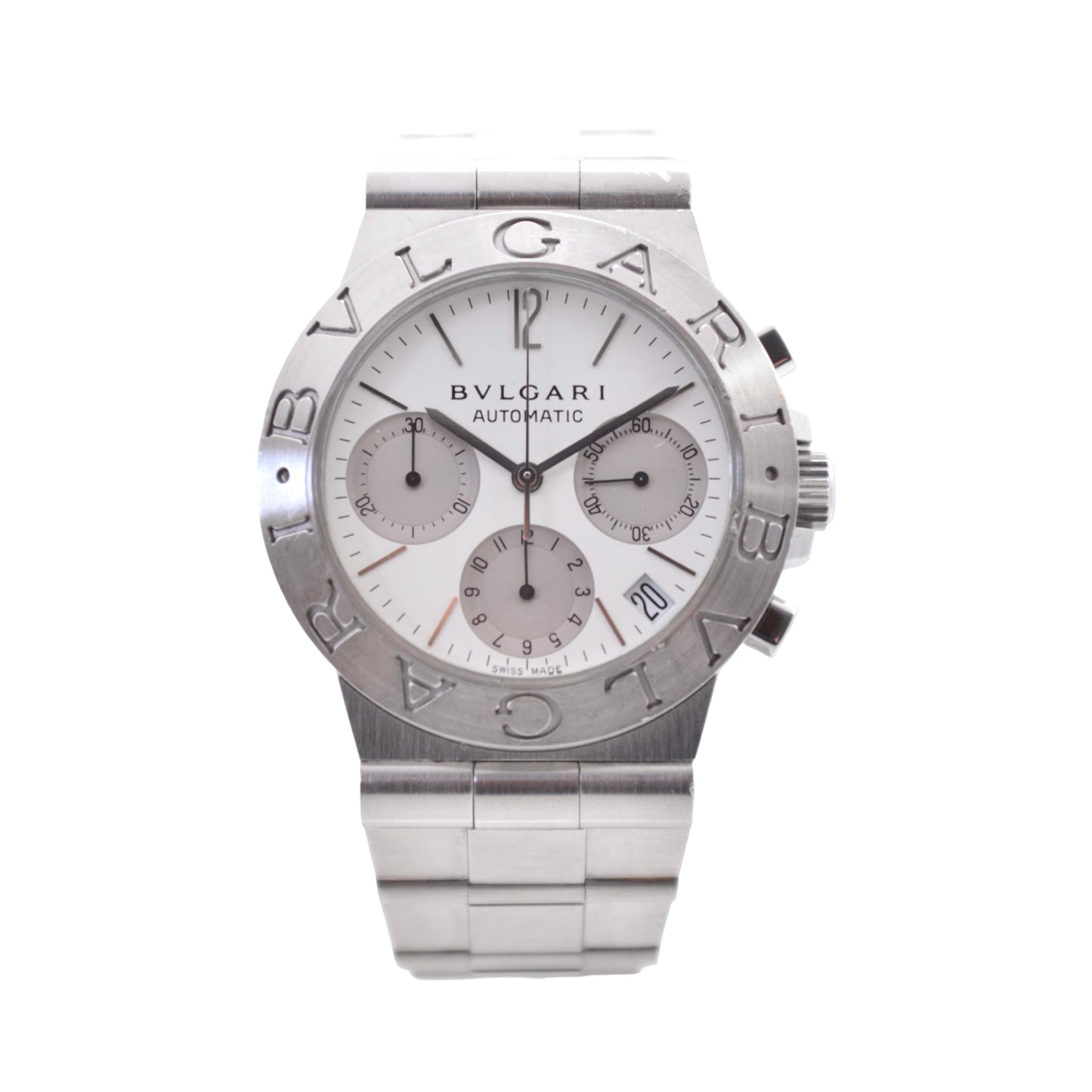 Bulgari Diagono Automatic Chronograph White Dial Stainless Steel Integrated Link Bracelet CH35S