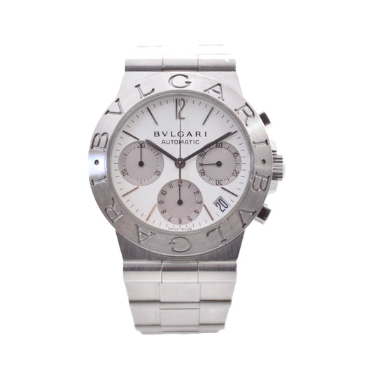 Bulgari Diagono Automatic Chronograph White Dial Stainless Steel Integrated Link Bracelet CH35S