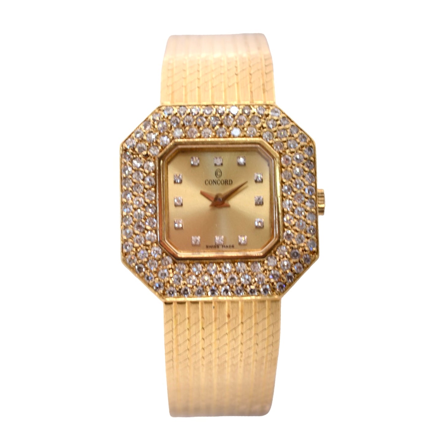 Concord Luxury Ladies Geometric Diamond Collection Quartz Watch 18K Yellow Gold with Factory Diamonds 51.81.550