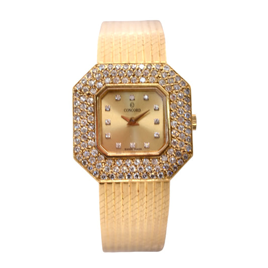 Concord  Ladies Geometric Luxury Collection Quartz Watch 18K Yellow Gold with Factory Diamonds 51.81.550
