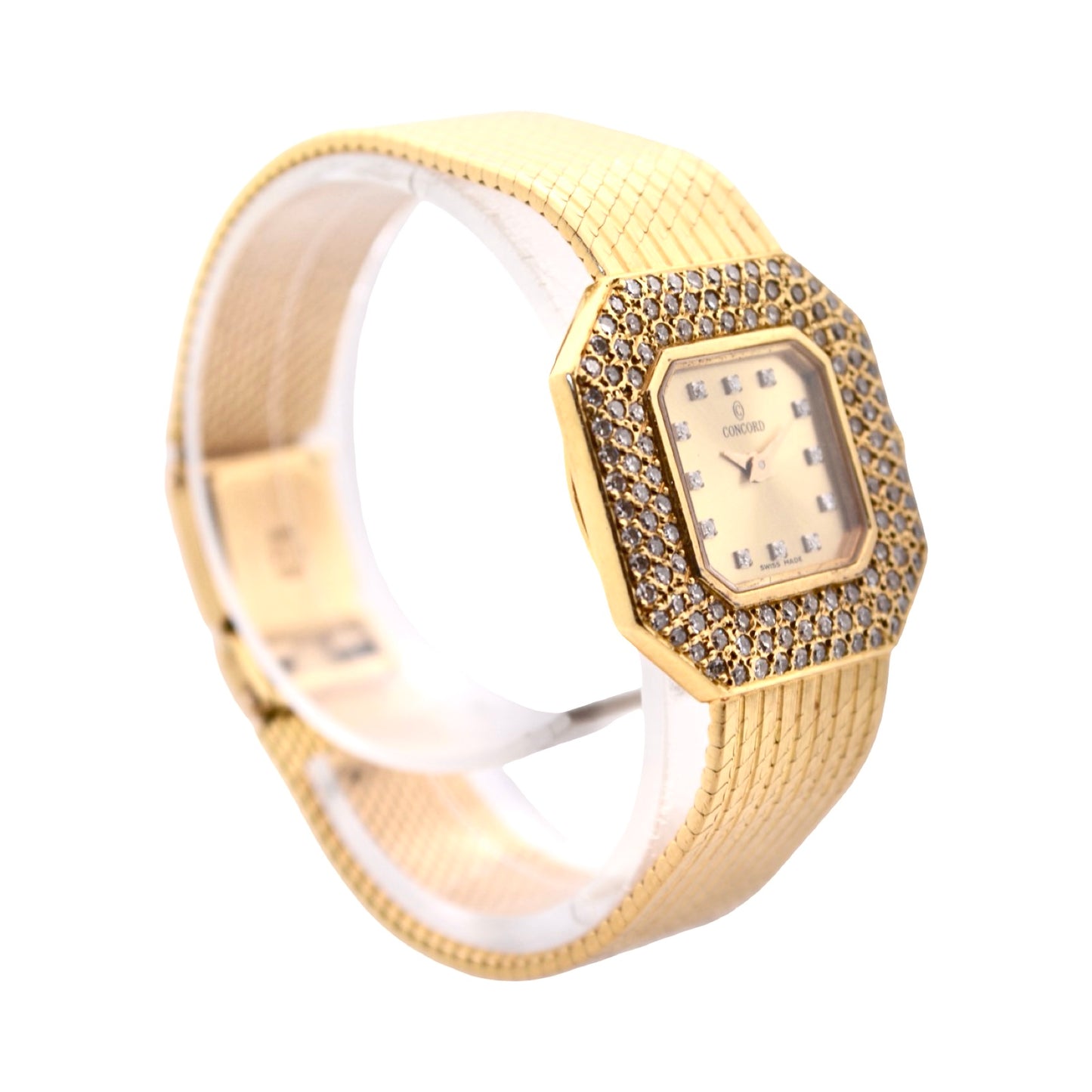 Concord Luxury Ladies Geometric Diamond Collection Quartz Watch 18K Yellow Gold with Factory Diamonds 51.81.550