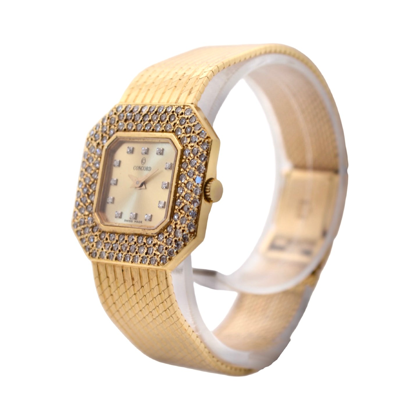 Concord Luxury Ladies Geometric Diamond Collection Quartz Watch 18K Yellow Gold with Factory Diamonds 51.81.550