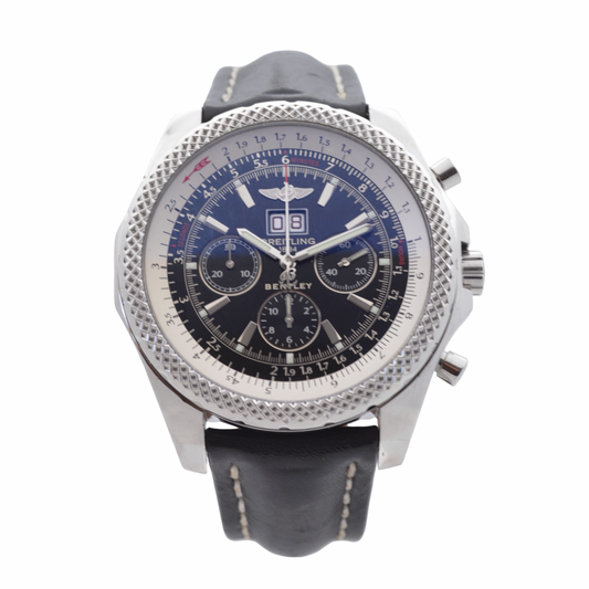 Breitling Bentley 6.75 Automatic Chronograph 48mm Black Dial Leather Strap A44362