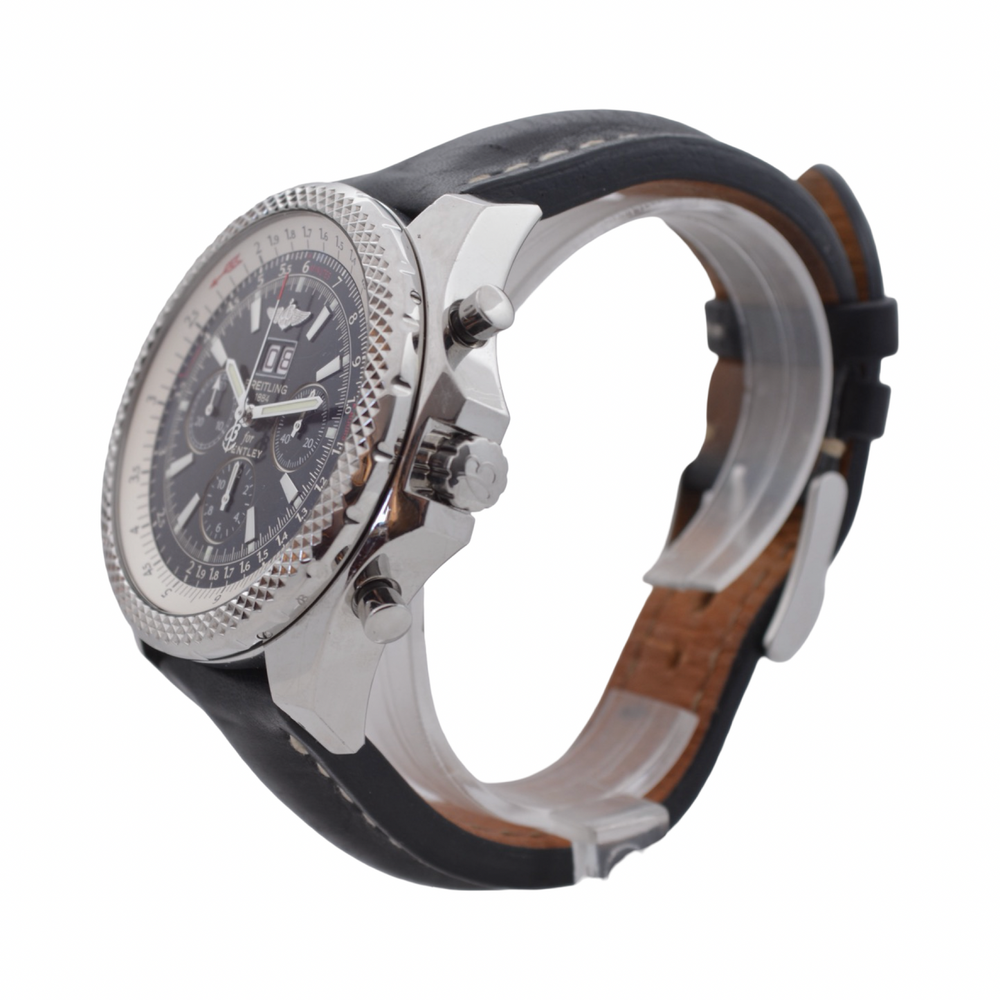 Breitling Bentley 6.75 Automatic Chronograph 48mm Black Dial Leather Strap A44362
