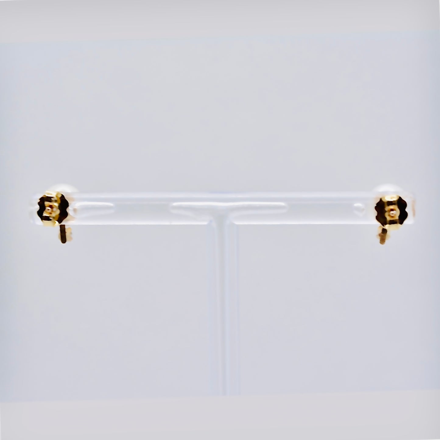 14K Yellow Gold Round Mother-of-Pearl Stud Earrings with Diamonds