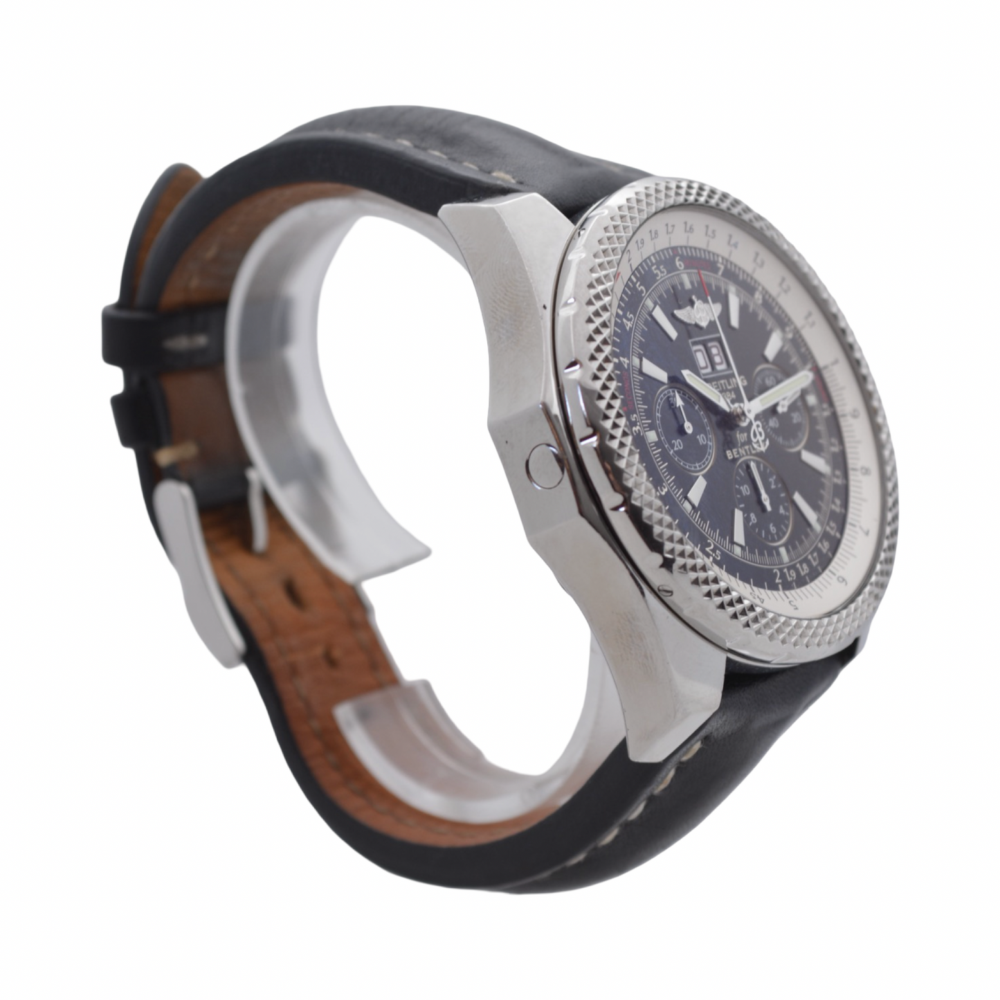Breitling Bentley 6.75 Automatic Chronograph 48mm Black Dial Leather Strap A44362