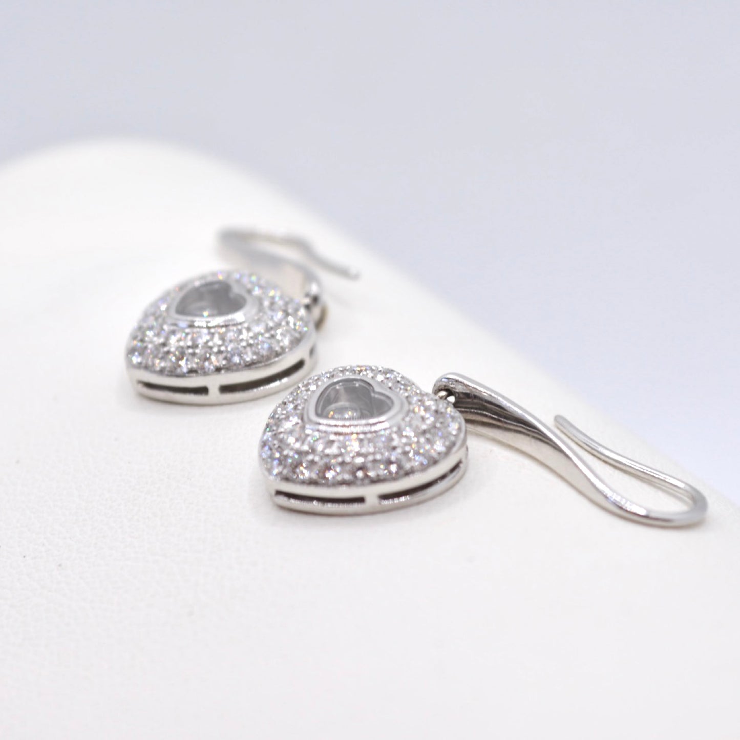Chopard Single Floating Happy Diamond Pavé Puffed Heart Pendant and Earring Set