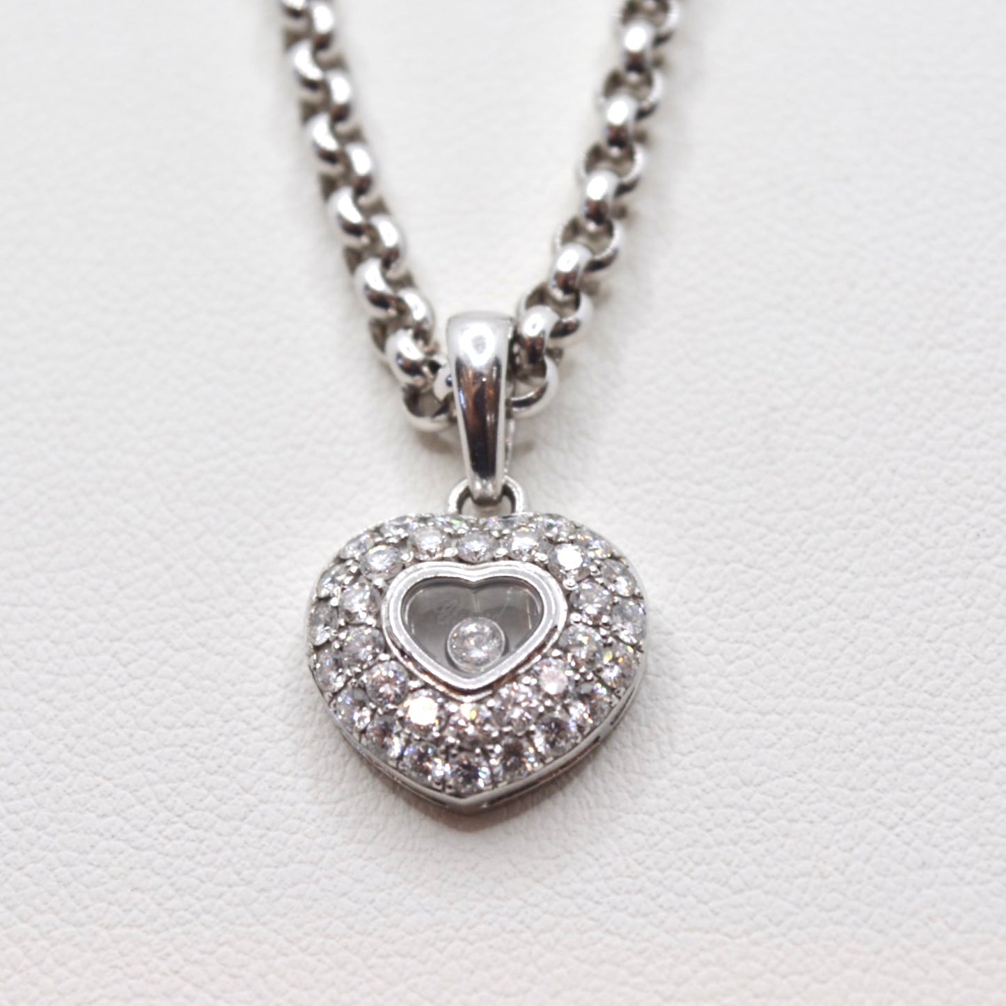 Chopard Single Floating Happy Diamond Pavé Puffed Heart Pendant and Earring Set