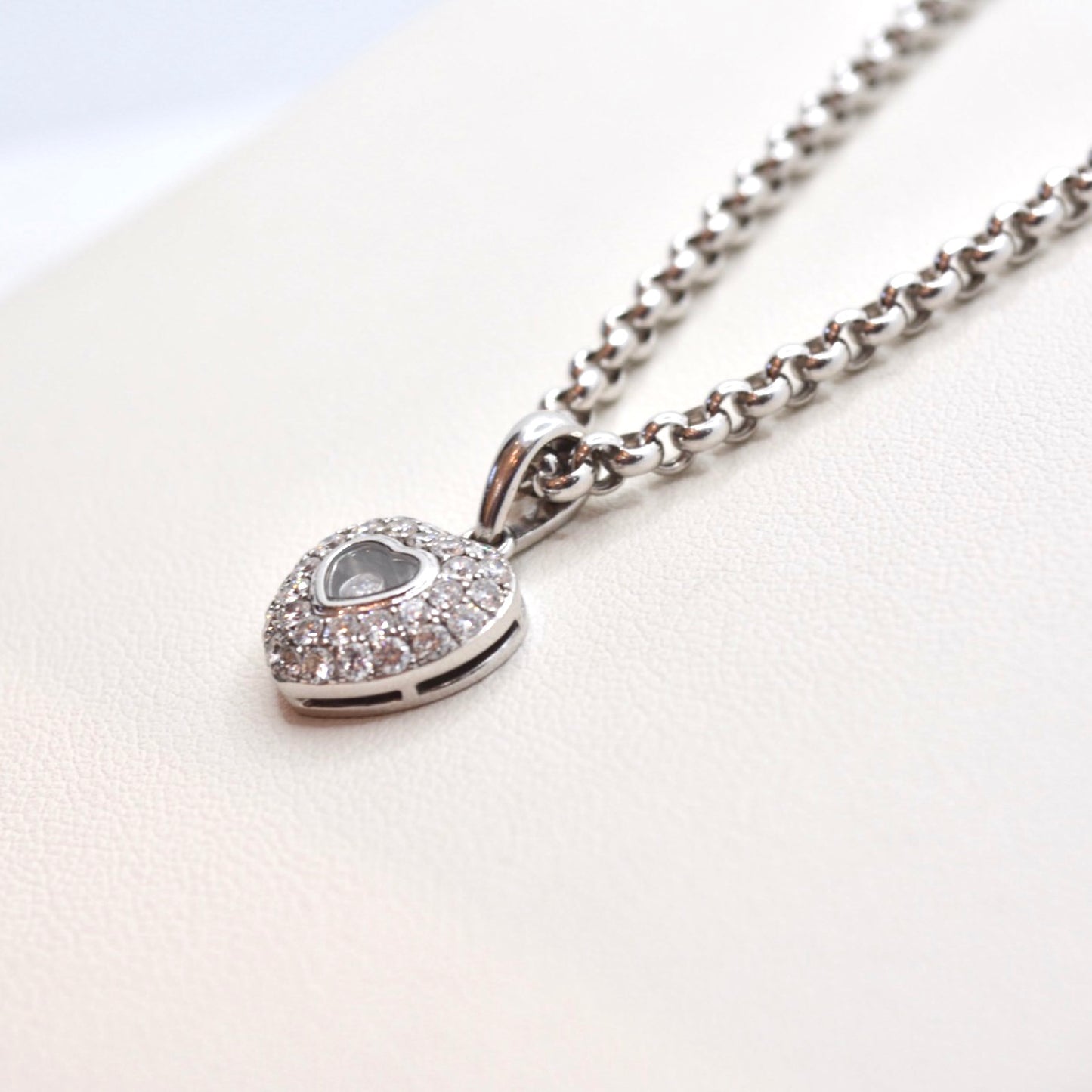 Chopard Single Floating Happy Diamond Pavé Puffed Heart Pendant and Earring Set
