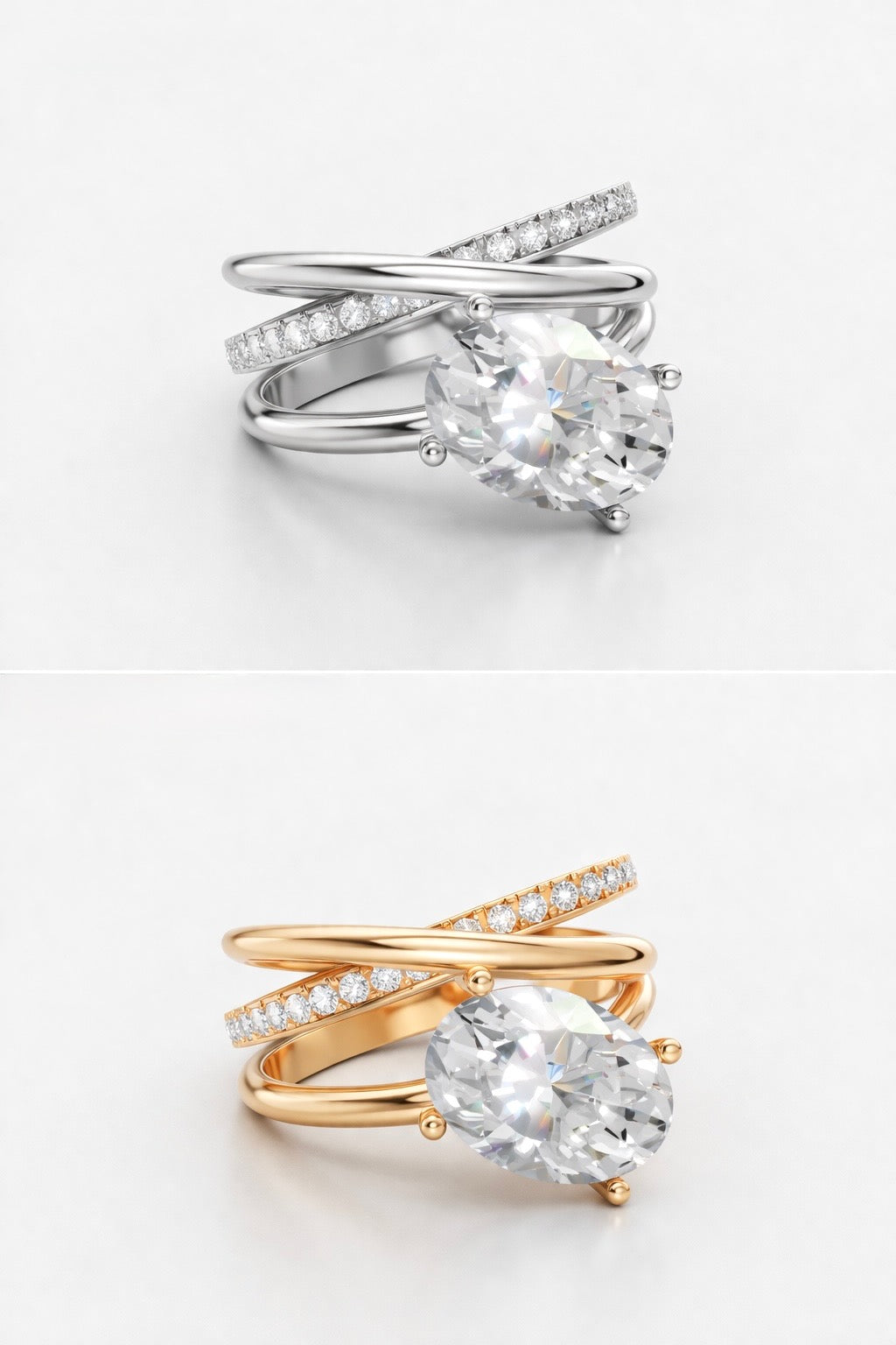 Lab Grown Oval Diamond 4.00 Carats 18K Rose Gold Ring