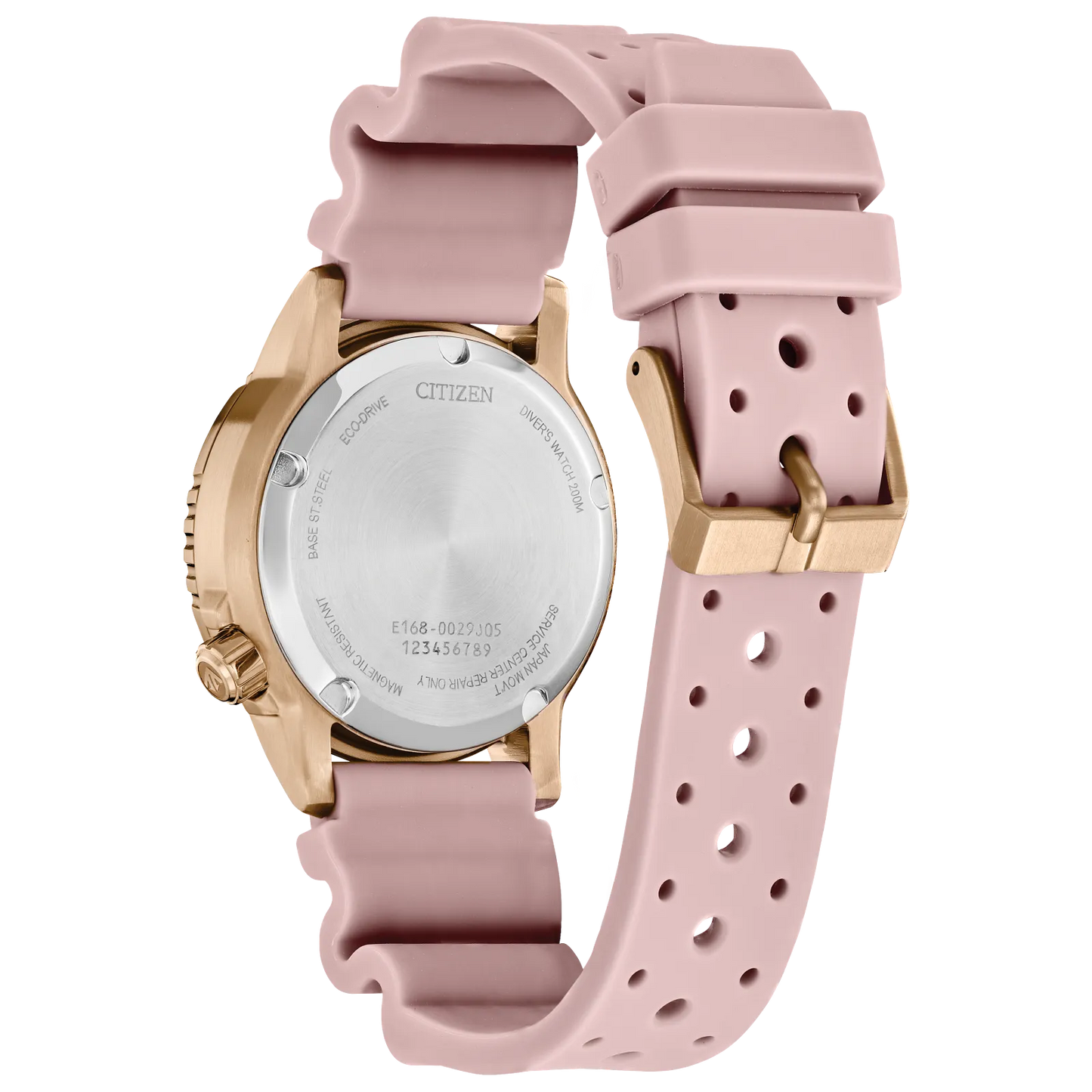 Citizen Promaster Dive Silver Dial  Rose Gold-tone Pink Strap EO2023-00A
